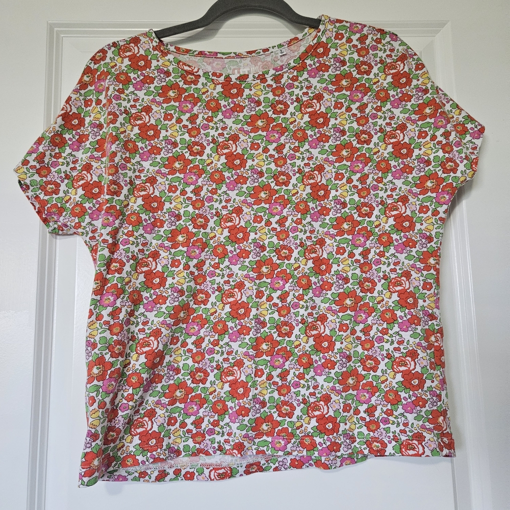 Liberty Red and Pink Floral Short Sleeve Top